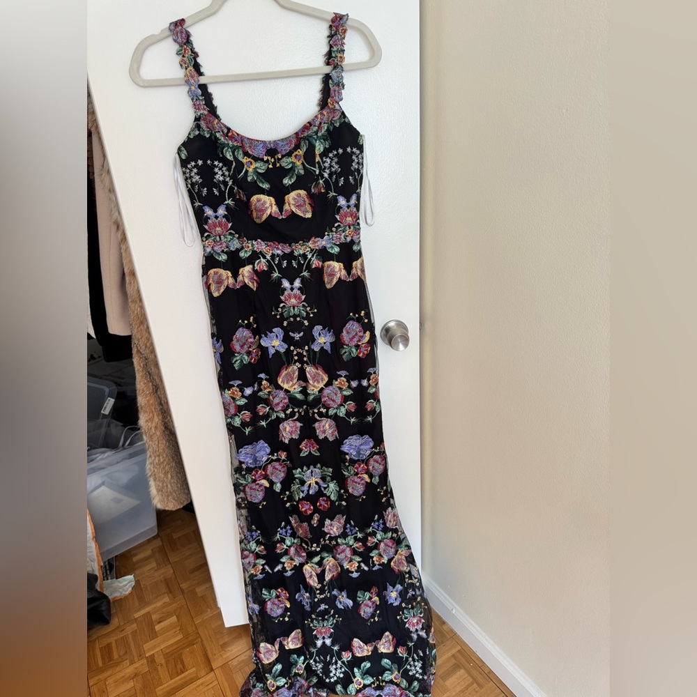 Marchesa Notte Floral embroidered dress